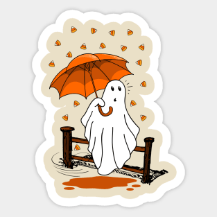 Ghost with umbrella Sticker